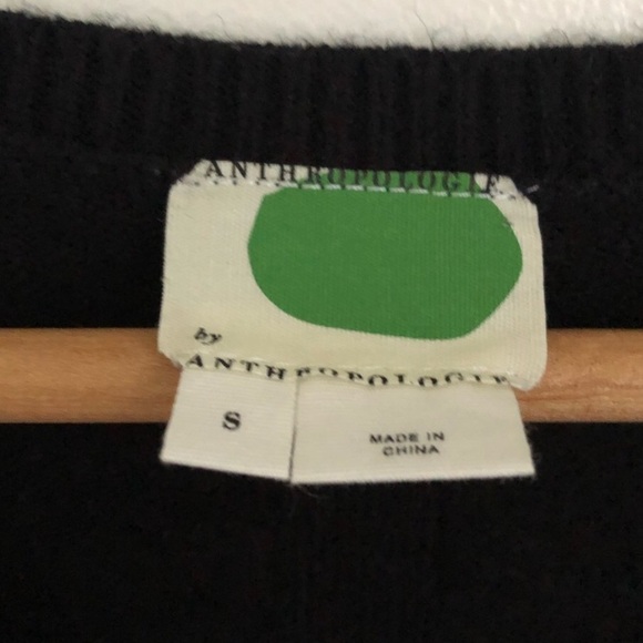 Anthropologie VNeck Black Wool Sweater Side Slit Size S. - Picture 6 of 11